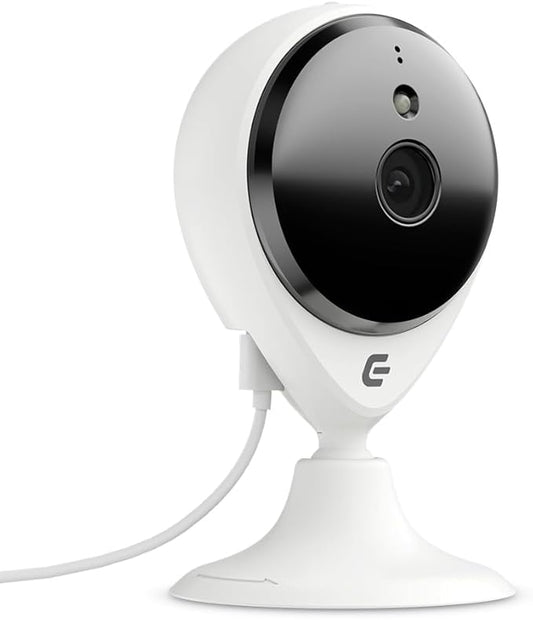 Smart Security Camera Indoor Plug-in Wired, 1080p HD IP/WiFi Cam for Home Pet Elderly Video Monitoring, Two-Way Audio + Phone App, Motion Dection, Compatible with Alexa (White)