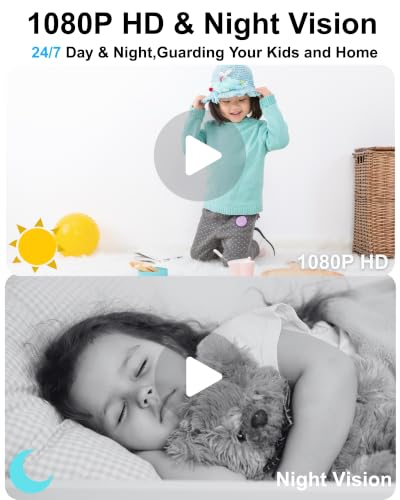 1080P HD Nanny Cam Wi-Fi Indoor Camera Wireless for Pets & Child