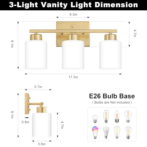 FonmYim Gold Bathroom Light Fixtures Vanity Lights Over Mirror