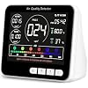 14 in 1 Air Quality Monitor Indoor with Beep Alarm, 6 AQI Air Quality Detector with PM1.0|PM2.5|PM10|HCHO|TVOC|AQI|Temperature|Humidity|Time for Home, Hotel, Office, Car, Battery Powered Air Monitor