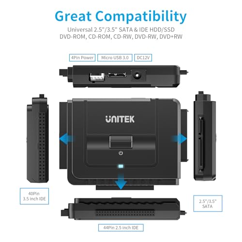 Unitek USB 3.0 IDE/SATA Adapter, Dual-Drive, for 2.5/3.5" HDD/SSD