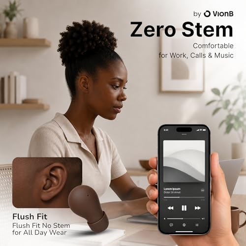 Air Skin Tones Invisible Earbuds for Small Ears - Wireless Bluetooth 5.4, Skin-Matching Mini Stemless Ear Buds, IPX5 Waterproof, Crystal Clear Calls (Warm Cocoa)