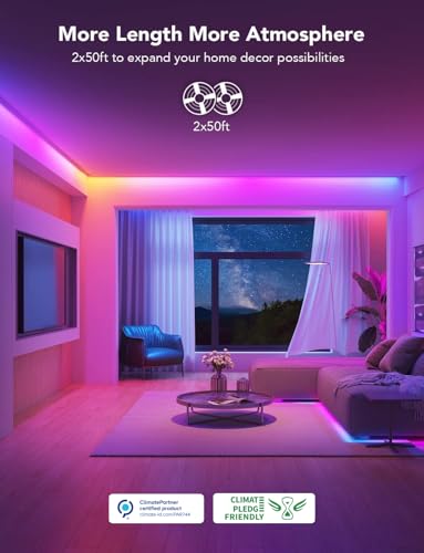 Govee 100ft RGBIC LED Strip Lights, Work with Alexa | Outdoor Lighting - Image 3