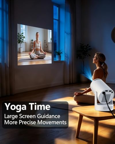Mini Projector with WiFi 6 and Bluetooth 5.4, Portable Projector 4K Support, 180 ANSI, 5W Soundbase Speaker, Auto Vertical Keystone 210°Rotatable Smart Proyector for Movie Home Outdoor