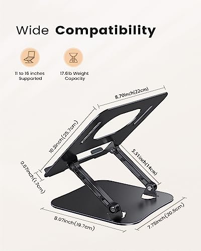 JOIOT Adjustable Aluminum Laptop Stand, Ergonomic Riser for 11-16" Laptops