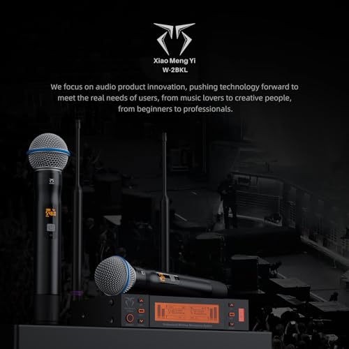 2-Channel Wireless Microphones System, 2 Metal Handheld Dynamic Mic Kit