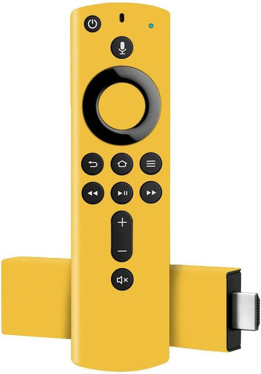 MightySkins Carbon Fiber Skin for Amazon Fire TV Stick 4K - Solid Marigold | Protective, Durable Textured Carbon Fiber Finish | Easy to Apply, Remove, and Change Styles | Made in The USA