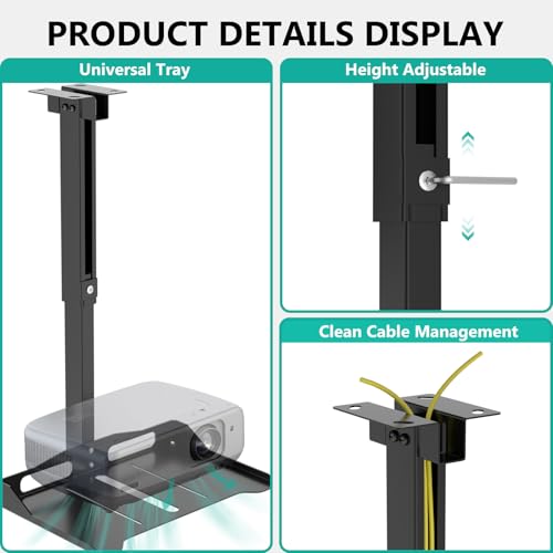 WALI Universal Projector Ceiling Wall Mount with Hidden Cable Management