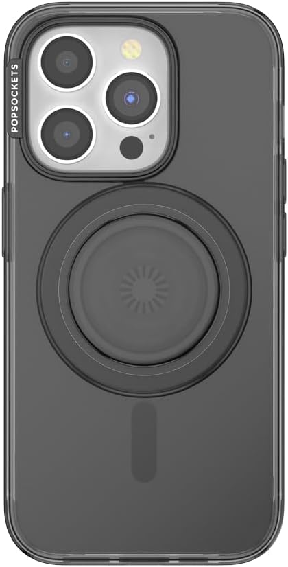 PopSockets iPhone 15 Pro Phone Case with MagSafe, Wireless Charging Compatible, Black - Aura