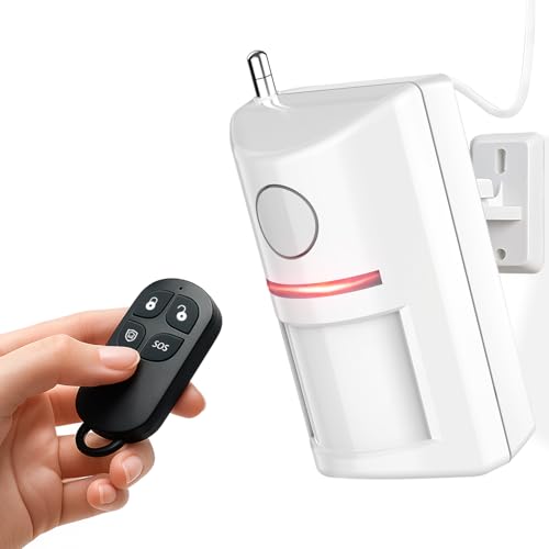 Wireless Motion Sensor Alarm & Doorbell Chime - AC Plug-in Security Alert with Remote - 90dB Infrared Detector for Business, Office & Garage (1 Motion Alarm + 1 Remote)