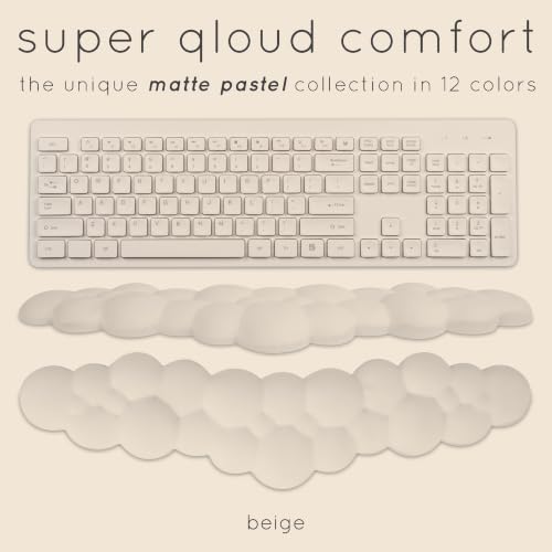 Cloud Keyboard Wrist Rest – Create-ables Qloud Cloud Wrist Rest for Computer Keyboard and Mouse, Ergonomic Memory Foam Wrist Pad with Non-Slip Base, Includes Cloud Mouse Pad – Beige