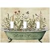 Bathroom Bath Tub Wild Flower Floral 3 Gang Electrical Outlet Light Switch Cover Decorative Triple Toggle Wall Plate Electric Faceplate Switch Face Plate