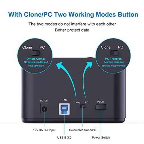 SSK External Hard Drive Docking Station Cloner USB 3.0 to SATA Dual Bay
