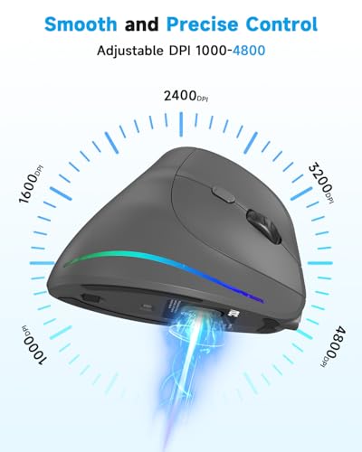 AOC Ergonomic Mouse, 2.4GHz Wireless Bluetooth Vertical Mouse, Rechargeable - Image 6