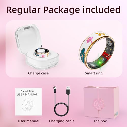Smart Ring Health Tracker, Men & Women, Featuring a Heart Rate Monitor, Sleep Tracker, 8 Exercise Modes, Step Counter, IP68 Waterproof(White, 10)