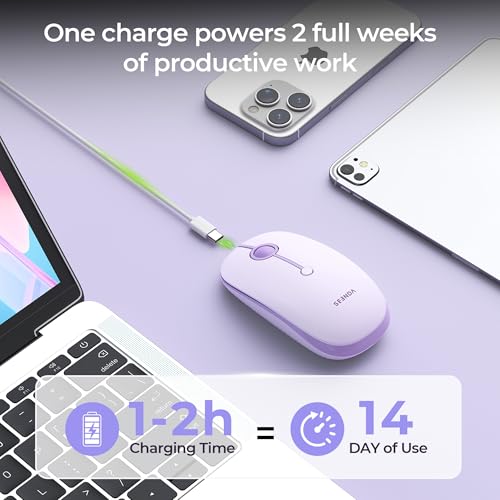 seenda MOU001 Bluetooth Wireless Mouse for Laptop,Slim Computer Mice,Purple - Image 4