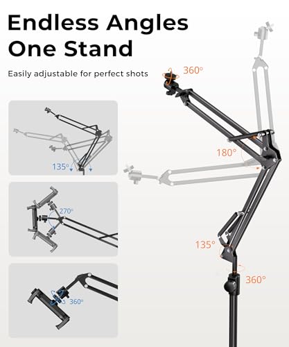 UBeesize Overhead Camera Mount with 360° Adjustable Arm & Phone Holder