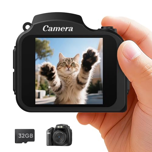 Mini Keychain Camera 4K 64MP Retro Mini Digital Camer Set with 32GB Card