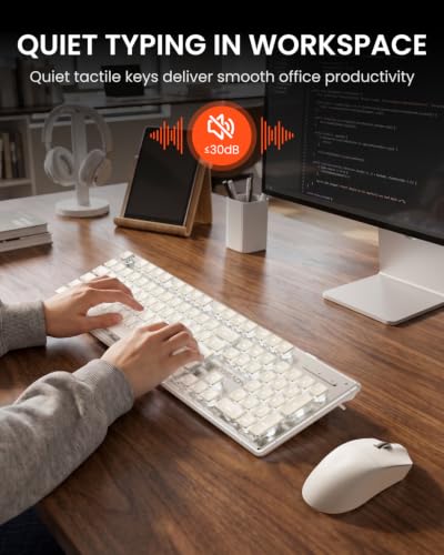 Wireless Keyboard and Mouse Combo, White Backlit, Rechargeable - White - Image 6