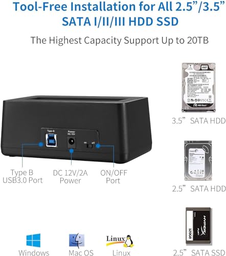 SSK USB 3.0 to SATA Hard Drive Docking Station Adapter for 2.5/3.5" HDD SSD