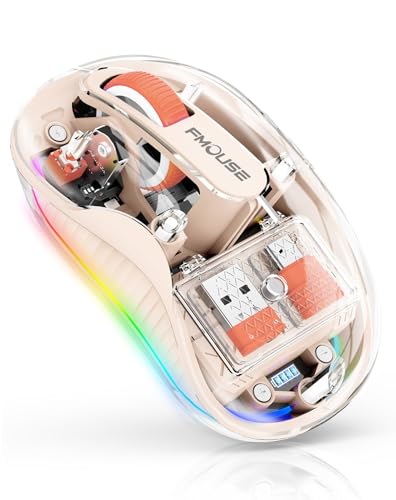 FMOUSE Transparent Wireless Mouse, Tri-Mode Bluetooth & 2.4GHz, Cream