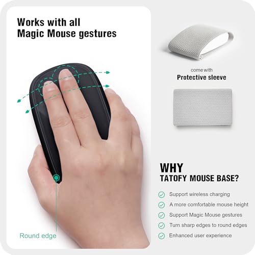 TATOFY Mouse Charger Compatible with Magic Mouse 2 (Lighting) Grip with Wireless Charging Support, Ergonomic Base (Black)