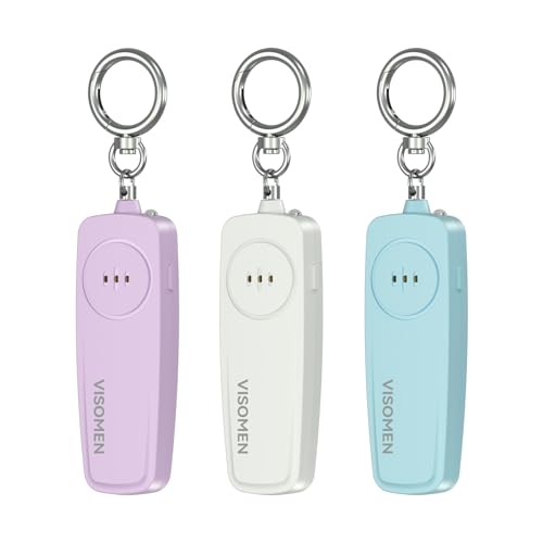 130dB Personal Safety Alarm - Portable Self Defense Keychain, 3-Pack Loud Siren with Flashing LED, Replaceable AAA Battery, Emergency Alarm for Women, Girls, Kids, Seniors