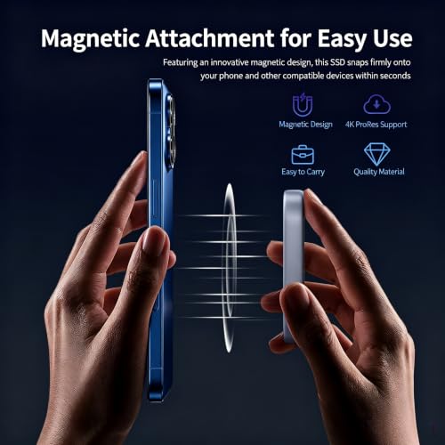 Vezzio 512GB Magnetic Portable SSD, USB3.2 Gen2 510MB/s, Aluminium Alloy