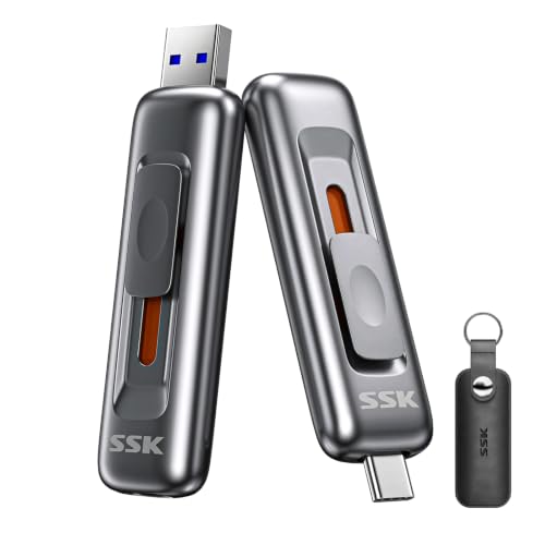 SSK USB Drive 128GB up to 550MB/s External SSD USB C+A 3.2 Thumb Drive