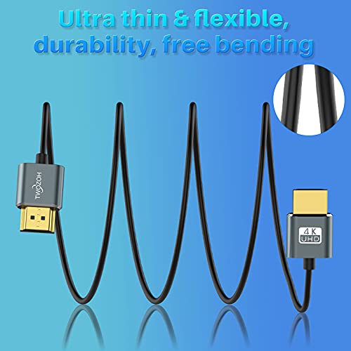 Twozoh Slim 4K HDMI Cable 1FT 5 Pack, Ultra Thin & Flexible Skinny HDMI to HDMI 2.0 Cord Support 4K/60HZ 18gbps Laptop, Monitor, PS5, PS4, Xbox One, Fire TV