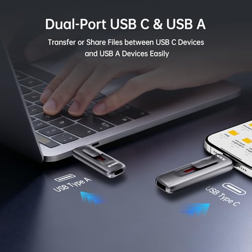 SSK USB Drive 128GB up to 550MB/s External SSD USB C+A 3.2 Thumb Drive