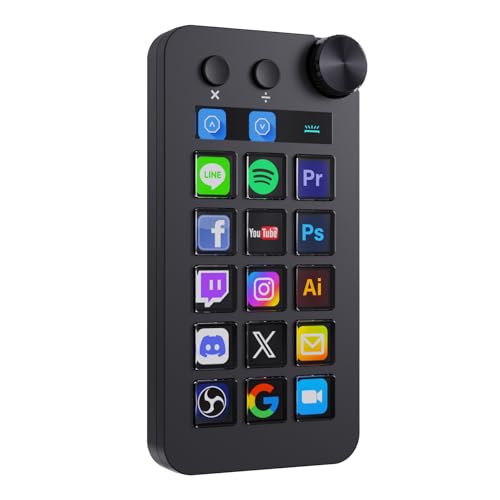 TreasLin VSDinside Stream Controller Deck with 18 Customizable Macro Keys to Trigger Actions in OBS Twitch YouTube for Content Creators Stream Dock Compatible with PC & Mac N1 Black Macro Keypad