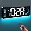 Digital Wall Clock, 16" Large Display Digital Clock with Night Light, Wall Clock with DST, Alarm, LED, Date, Week, Temp for Living Room, Bedroom, Classroom Decor, Birthday Gift for Senior Mom Dad