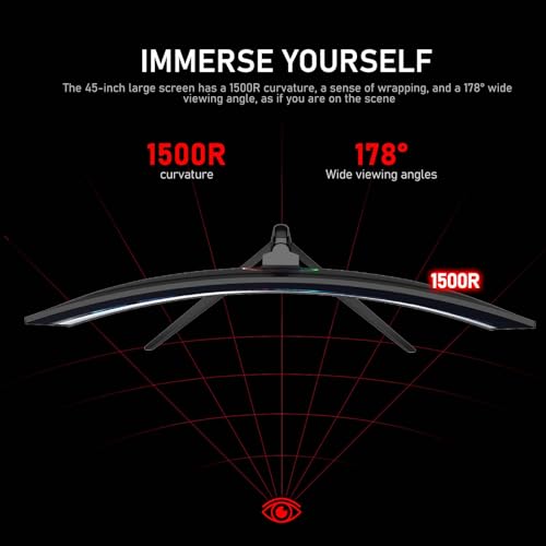 Gawfolk 45 inch Ultra-Wide Curved Gaming 240Hz PC Monitor, DQHD Screen