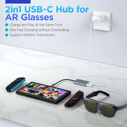 HiBloks USB-C AR Hub and Charging Adapter for Switch 2 and AR Glasses