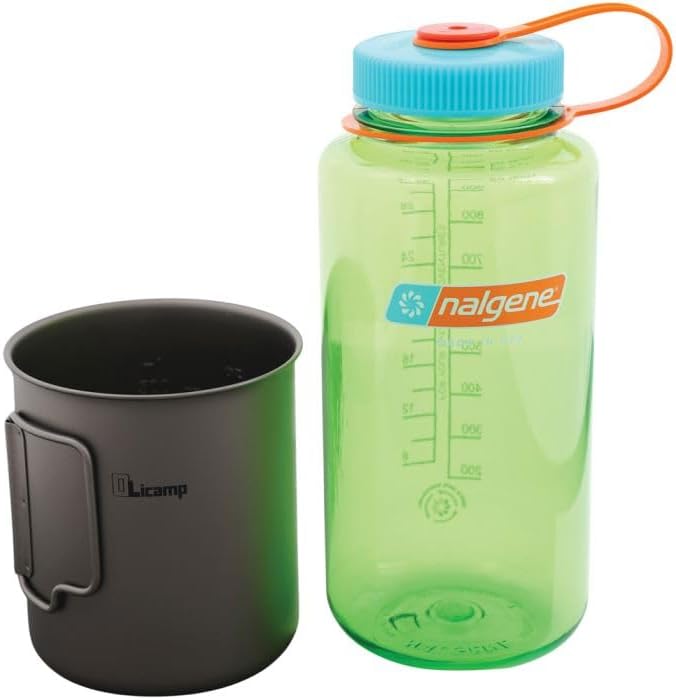 Olicamp Space Saver Cup & Nalgene 32oz Wide-Mouth Water Bottle Combo, Pear