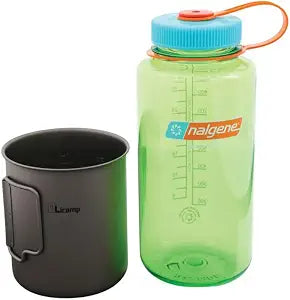 Olicamp Space Saver Cup & Nalgene 32oz Wide-Mouth Water Bottle Combo, Pear