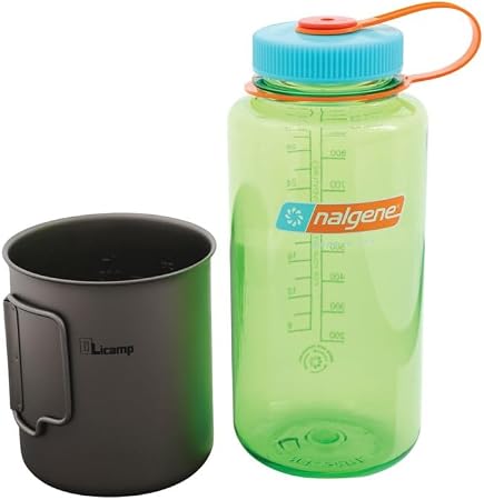 Olicamp Space Saver Cup & Nalgene 32oz Wide-Mouth Water Bottle Combo, Pear