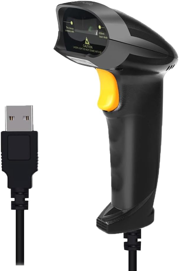 Handheld USB Barcode Scanner Wired 1D Bar Code Reader with USB Cable for Supermarket, Convenience Store, Warehouse (USB 1D)