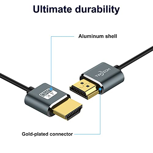 Twozoh Slim 4K HDMI Cable 1FT 5 Pack, Ultra Thin & Flexible Skinny HDMI to HDMI 2.0 Cord Support 4K/60HZ 18gbps Laptop, Monitor, PS5, PS4, Xbox One, Fire TV