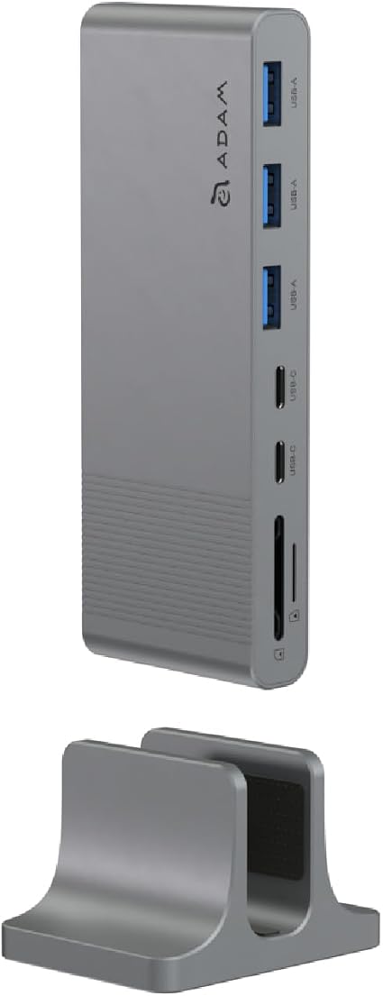 ADAM elements HUB Pro S 12-in-1 USB-C Hub, Triple Display Docking Station with Dual 4K HDMI, VGA, 100W PD Fast Charge, Ethernet, SD/TF for MacBook Pro/Air M4/M3/M2/M1, iPad, Windows Laptop