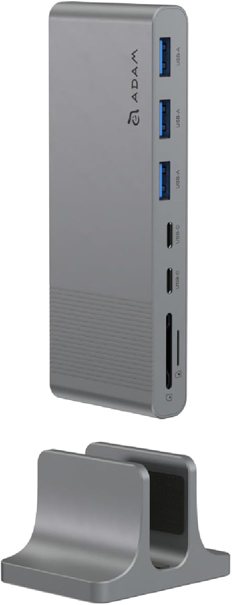 ADAM elements HUB Pro S 12-in-1 USB-C Hub, Triple Display Docking Station with Dual 4K HDMI, VGA, 100W PD Fast Charge, Ethernet, SD/TF for MacBook Pro/Air M4/M3/M2/M1, iPad, Windows Laptop