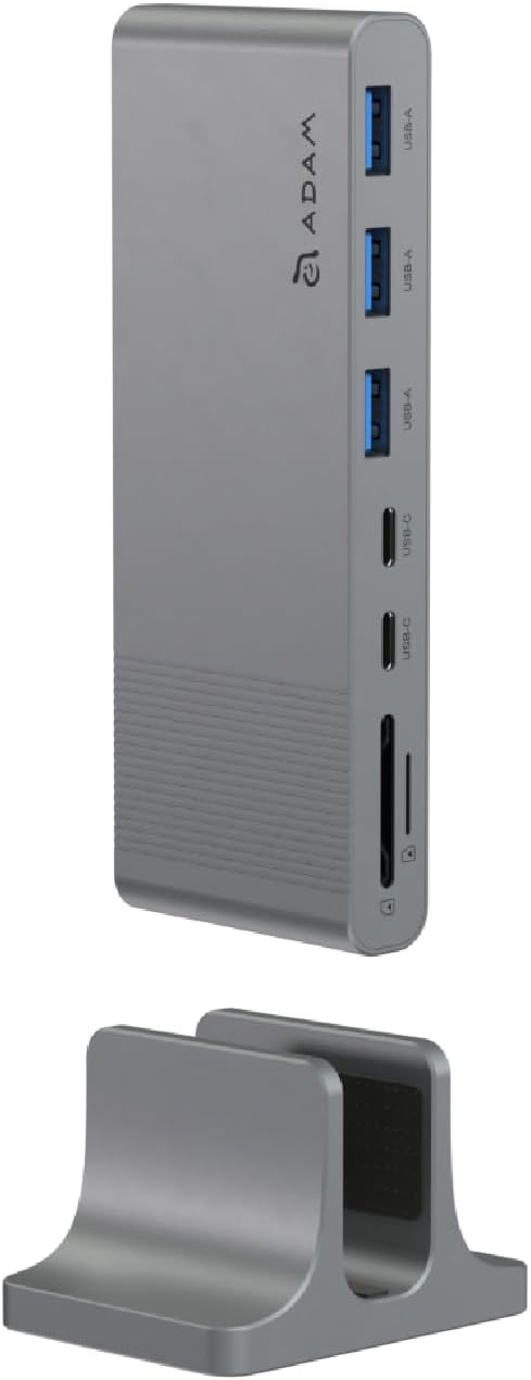 ADAM elements HUB Pro S 12-in-1 USB-C Hub, Triple Display Docking Station with Dual 4K HDMI, VGA, 100W PD Fast Charge, Ethernet, SD/TF for MacBook Pro/Air M4/M3/M2/M1, iPad, Windows Laptop