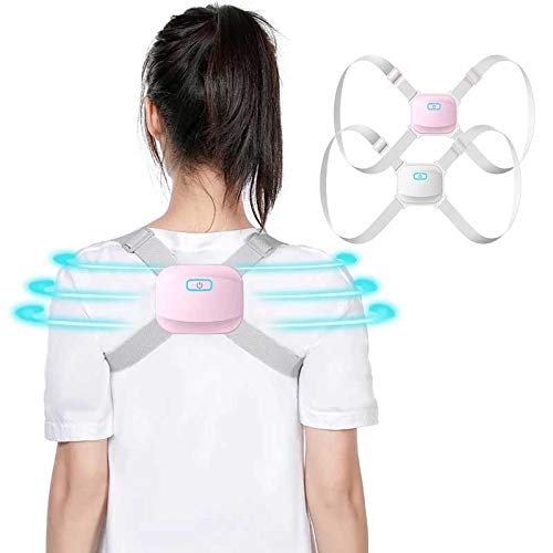 Intelligent Posture Corrector Back Posture Trainer Clavicle Spine Shoulder Correction Smart Tips Adjustable Length Back Support (Color : Pink) (White)