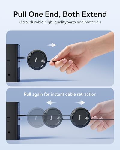 Baseus USB C to USB C Cable, 100W Retractable USB C 5A Fast Charging Cable