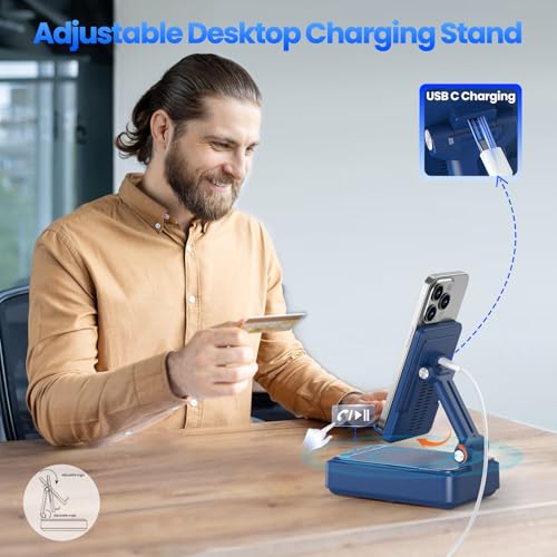 Jteman Cell Phone Stand with Bluetooth Speaker and Wireless Charger