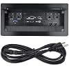 Table Power Brush Connectivity Box with 4 AC Power + 2 RJ45（CAT6） + 2 Audio 3.5mm + 1 VGA + 1 HDMI + 1 USB 3.0 (Female to Female) with 5.58ft Power Cord (Black)