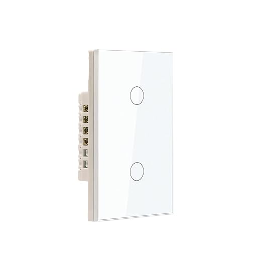 WiFi Smart Wall Light Switch, 3 Way Multi-Control, 2.4GHz Wi-Fi Touch Switch, Neutral Wire Required, Adapt with Smart Life/Tuya App, Compatible with Alexa and Google Home, White 2 Gang