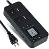Electricity Usage Monitor, Briidea Power Consumption Watt Voltage Amp Meter Tester with 2 Outlets Electricity Analyzer Monitoring Device for Energy Saving