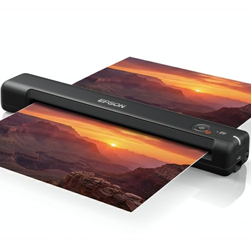 Workforce Es-50 Portable Document Scanner for Laptop - Complete Bundle for Pc and Mac – Best Travel Photo Scanner, with Feeder, Wireless, Mobile Friendly, Mini USB Cable Included (Renewed)